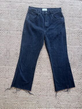 SLVRLAKE Frankie Jeans 31 Black High Rise Cropped Bootcut Flare Denim